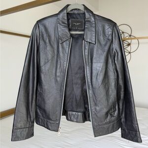 Vintage Vero Moda Black Leather Jacket Size M 90’s Y2K Rockstar Glam Minimalist